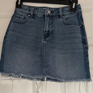 PacSun Blue Denim Mini Skirt with Frayed Hem